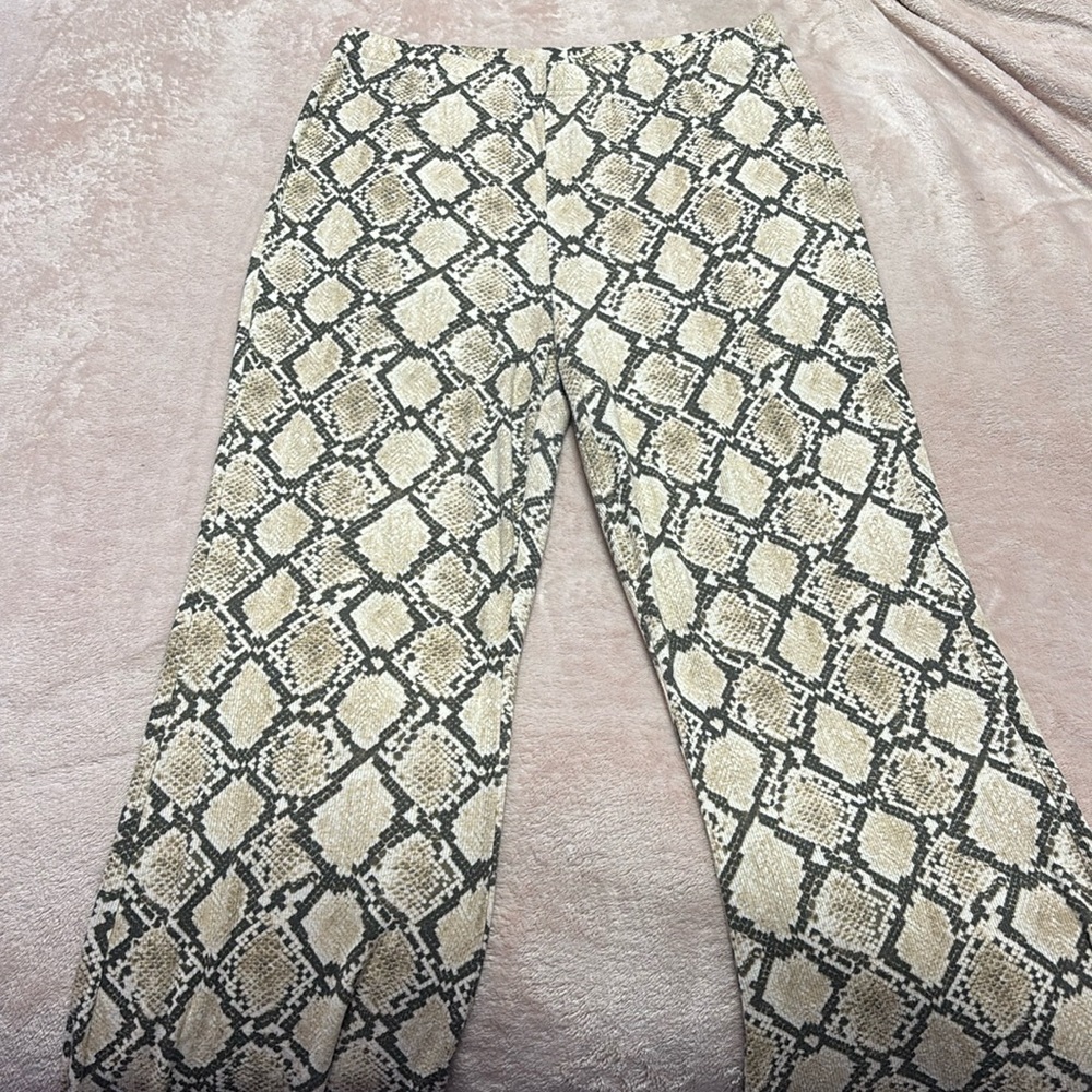 Snake print flare pants